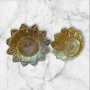 2- yellow vintage dishes one flat one bowl